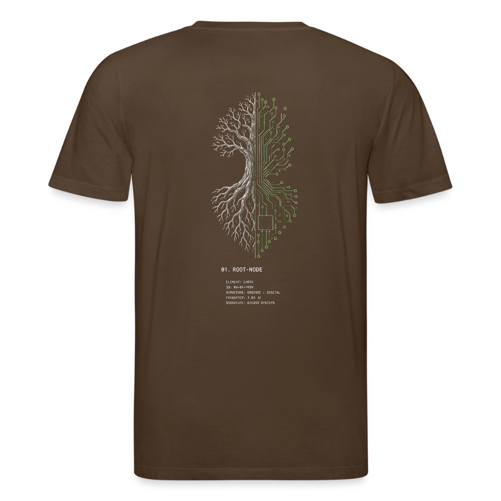 PRISM // ROOT-NODE – Premium Bio-Shirt - Dunkelbraun
