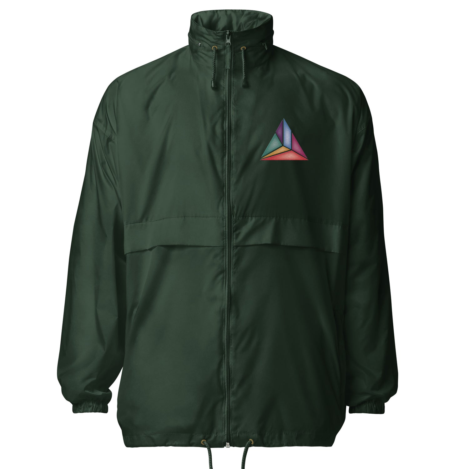basic-unisex-windbreaker-forest-green-front-68814239cd9e3